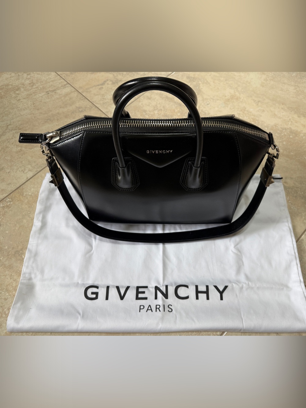 Givenchy Black Leather Satchel with Detachable Strap - Picture 11 of 11